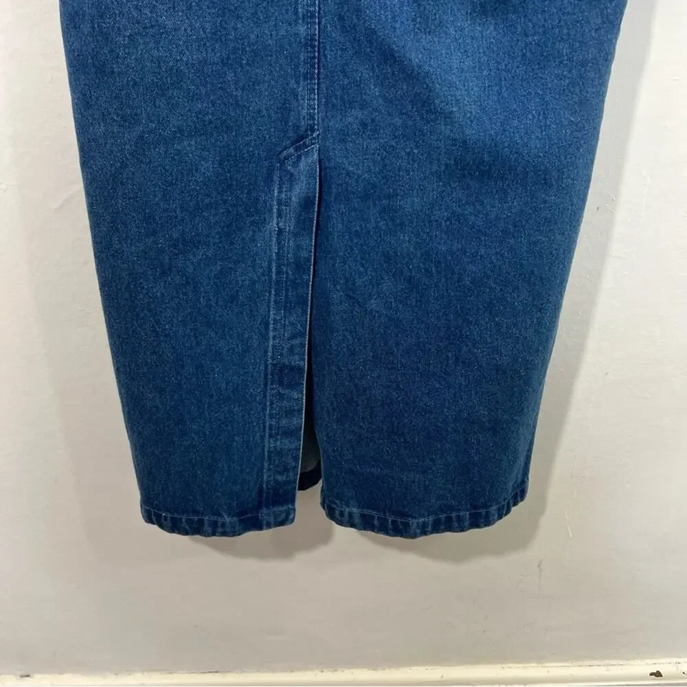 Vintage Denim Applique Created By Connie Oversized Long Trench Coat Size XS